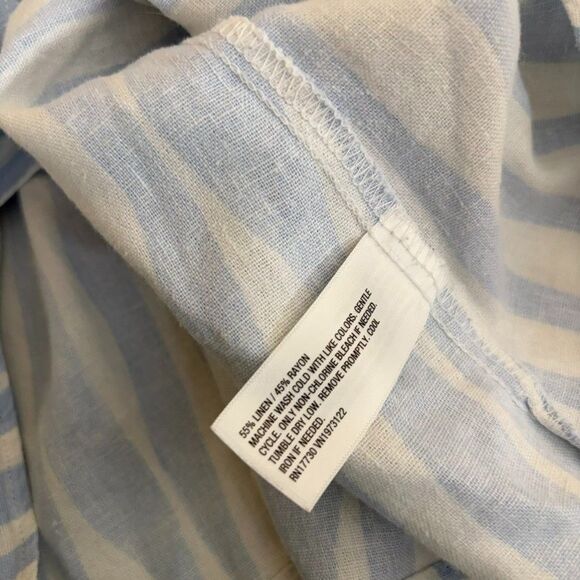 Ava & Viv Blouse Women's 3X Striped Short Sleeve Tie Linen Blend Printed - Picture 8 of 9